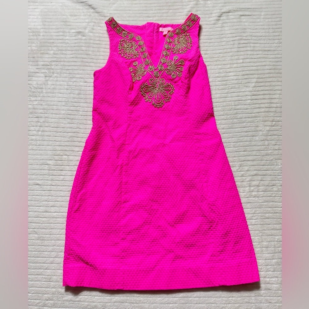 Lilly Pulitzer Pink Mini Dress with Gold Accents